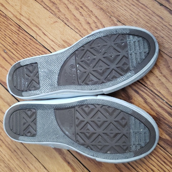 Converse Junior All Star Shoreline Silver Shiny Sneakers Size 1 pull on - Picture 5 of 9